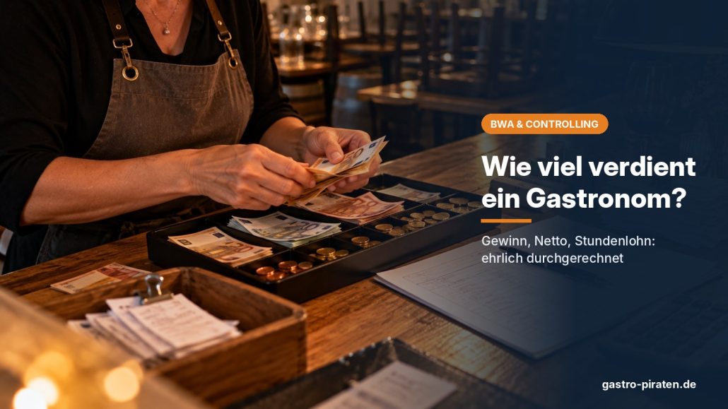 Imbiss eröffnen Kosten: René Kaplick im Imbisswagen mit Headset, über ihm Messinstrumente, Pommes fliegen aus dem Frittierkorb